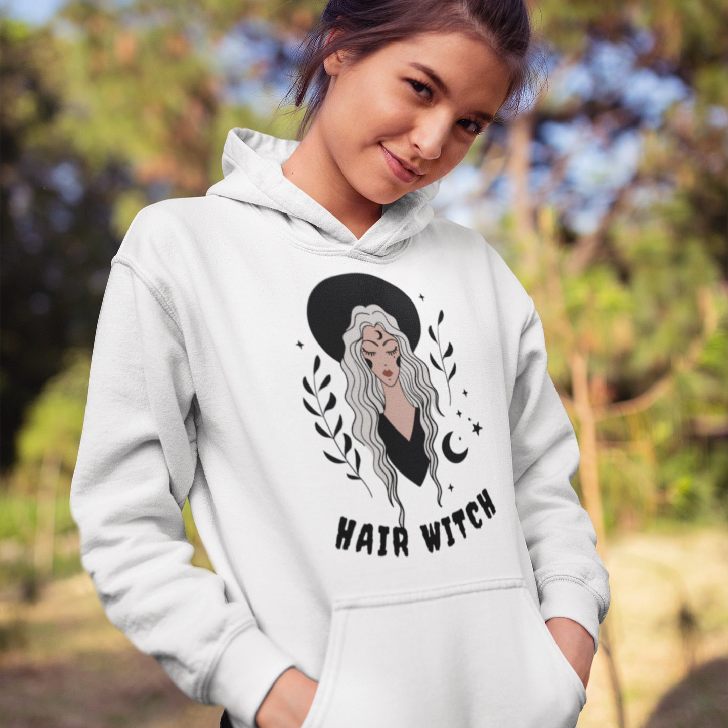 woman wearing hair witch hairstylist hoodie