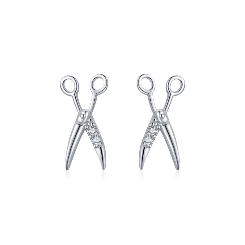Sterling Silver Shear Earrings W/ Stone Inlay