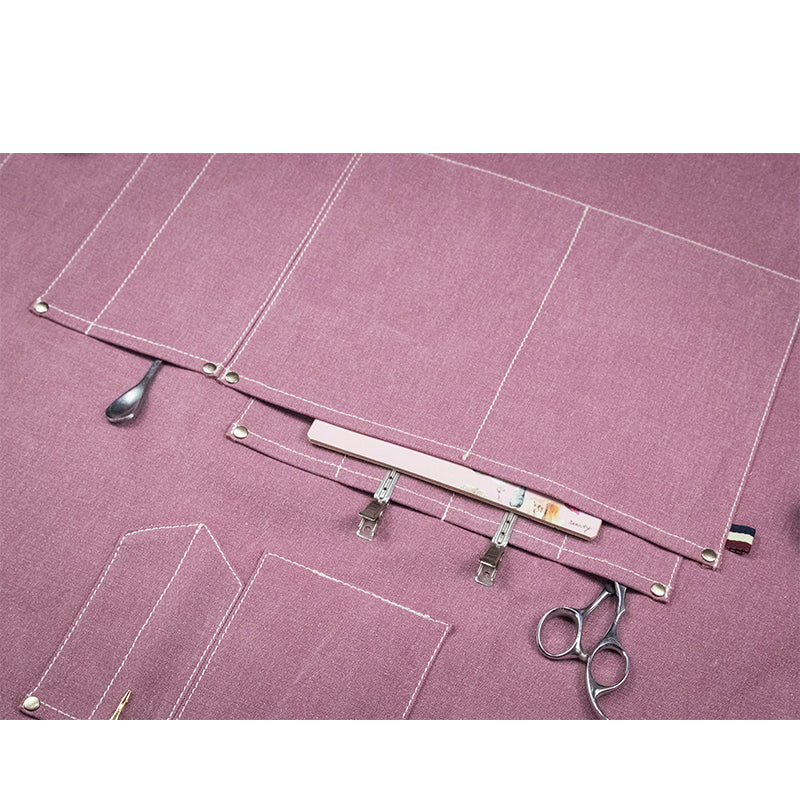 Lavender Cross-Back Salon Apron W/ Faux Leather Detail